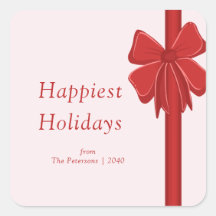 Modern Red Ribbon Bow Wrapped Christmas