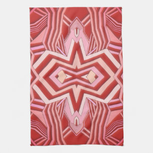 Modern Red Rosa Geometric Kökshandduk