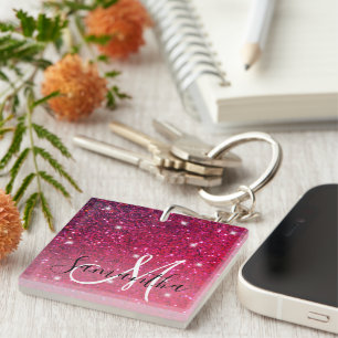 Modern Red & Rosa Glitter Sparkles Namn