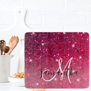 Modern Red & Rosa Glitter Sparkles Namn