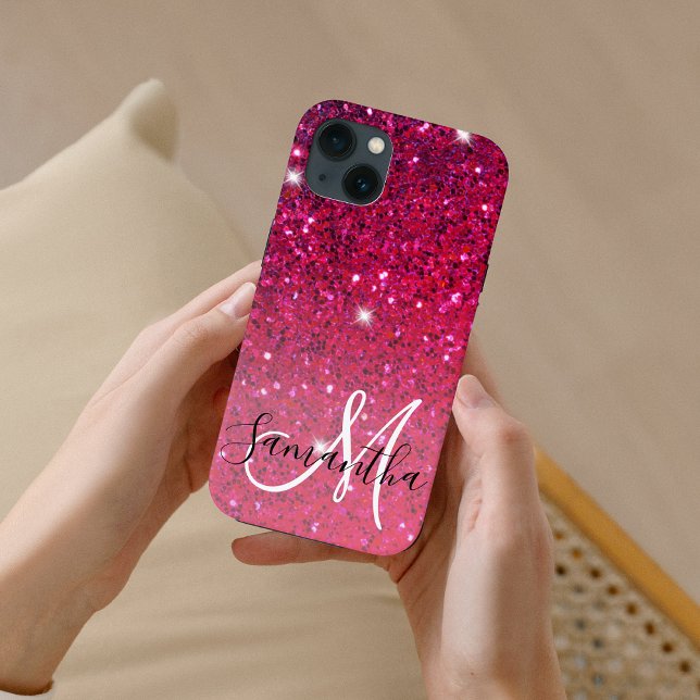 Modern Red & Rosa Glitter Sparkles Namn (Skapare uppladdad)