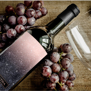 Modern Red & Rosa Glitter Sparkles Namn Vin-etiket Vinflaska Etikett
