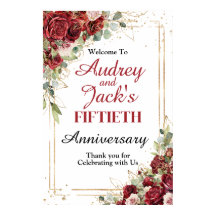 Modern Red Roses Anniversary Welcome Sign