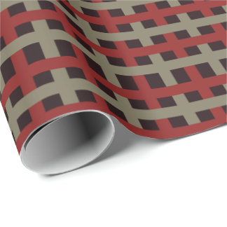 Modern Red Sage Black Christmas Plaid Presentpapper