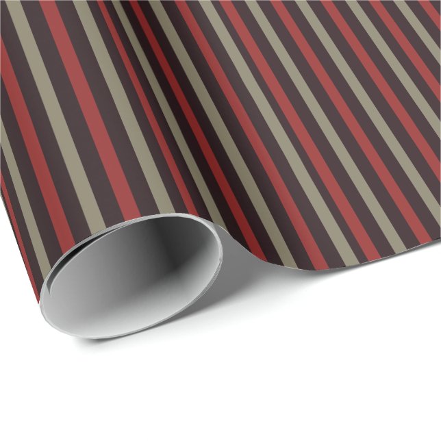Modern Red Sage Black Stripe Christmas Presentpapper (Rullad Hörn)