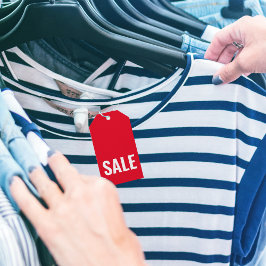 Modern Red SALE Clothing Product Märkre Presentetikett