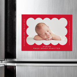 Modern Red Scalloped Photo Birth