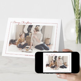 Modern Red Script-minimalistisk fotojul Helgkort