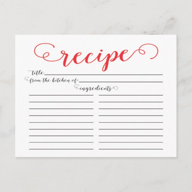 Modern Red Script Möhippa Recification Cards Vykort (Framsida)