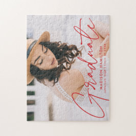 Modern Red Script Photo Studenten Pussel