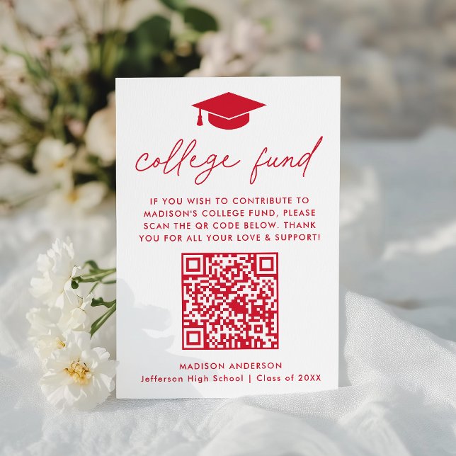 Modern Red Script Studenten College Fund Tilläggskort (Skapare uppladdad)