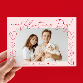 Modern Red Script Valentine Day Photo Julkort
