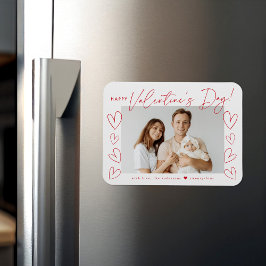 Modern Red Script Valentine Day Photo Magnet