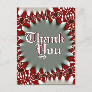 Modern Red+Silver Batik Tack vykort