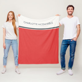 Modern Red Simple Personlig Namn Fleecefilt