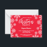 Modern Red Snö jul Party Anteckningskort<br><div class="desc">Gör den här eleganten till julparsinbjudan perfekt för inbjudan till Corporate Party eller party Residential.</div>