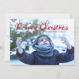 Modern Red Snowflake God jul Photo Card Julkort