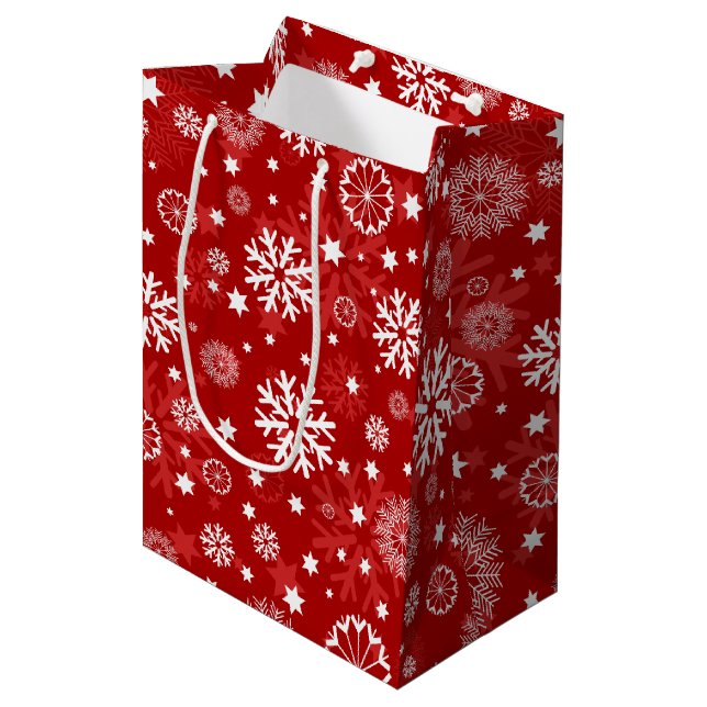 Modern Red Snowflake-julklapp - Helgdag Bag (Framsidan Vinklad)