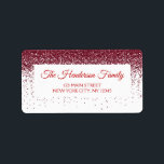 Modern Red Sparkly Glitter Elegant jul Adressetikett<br><div class="desc">Modern Red Sparkly Faux Elegant jul-etikett för julinbjudan eller julhälsningskort. Kontakta designern om du vill ha matchande artiklar.</div>