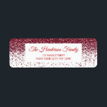 Modern Red Sparkly Glitter Elegant jul Returadress Etikett<br><div class="desc">Modern Red Sparkly Faux Glitter Elegant julåtervändandeadressetikett för julinbjudan eller julhälsningskort. Kontakta designern om du vill ha matchande artiklar.</div>