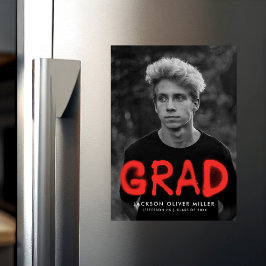 Modern Red Spray Paint Typography Photo Studenten Magnetisk Inbjudningskort