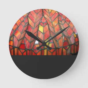 Modern Red Stached Glass Clock Rund Klocka