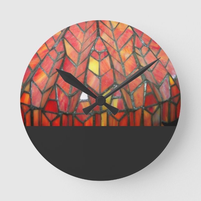 Modern Red Stached Glass Clock Rund Klocka (Framsida)