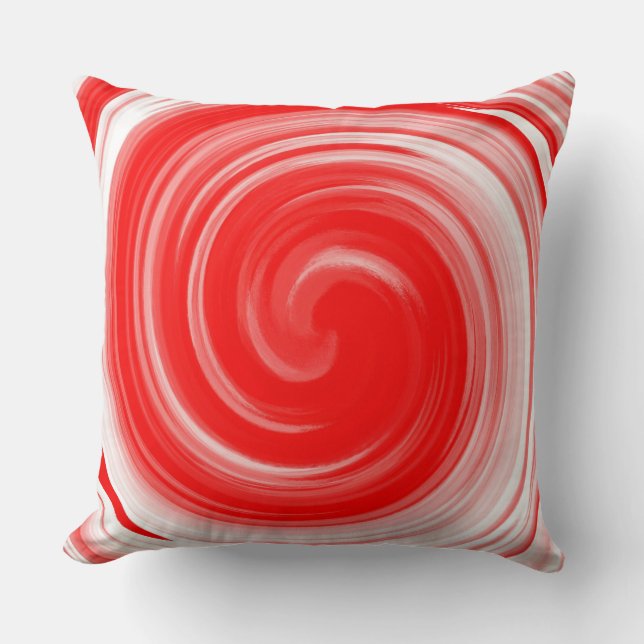 Modern Red Swirl Abstrakt Art Kudde (Framsida)