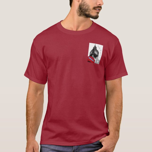 Modern Red Telefon Box London Big Ben Clock T Shirt (Framsida)