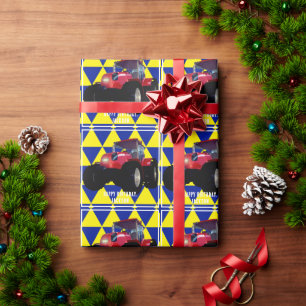 Modern Red Tractor Wrapping Papper Presentpapper