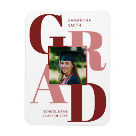 Modern Red Trendig Typography Studenten Photo Magnet