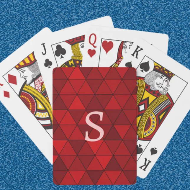 Modern Red Triangles Geometric Anpassningsbar Mono Casinokort (Skapare uppladdad)