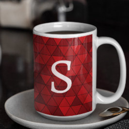 Modern Red Triangles Geometric Anpassningsbar Mono Kaffemugg