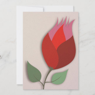 Modern Red Tulip Paper Cutout Art Blank Note Julkort