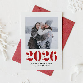 Modern Red Typography 2022 Gott nytt år Photo Julkort