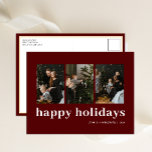 Modern Red Typography Glad helg Photo Collage<br><div class="desc">Modern Red Typography Glad helg Photo Collage Helgdag Postcard. Skicka semesterhälsningar till dina kära med det här festliga och moderna Helgdag Card. Alla texterna är i förväg ordnade så att du enkelt och snabbt kan anpassa dig med dina egna detaljer. Glad helg!</div>