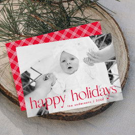 Modern Red Typography Glad helg Photo Julkort