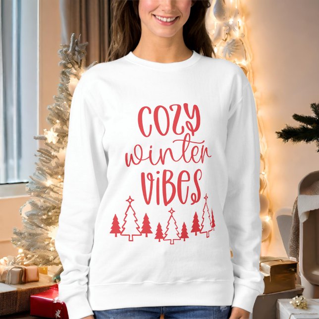 Modern Red Typography Mysigt Winter Vibes T Shirt (Skapare uppladdad)