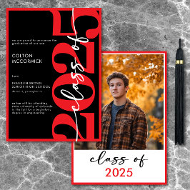 Modern Red Typography Studenten Inbjudningar