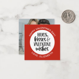 Modern Red Valentine Hugs Kisses Photo  Anteckningskort