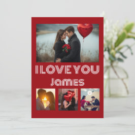 Modern Red Valentine’s Day Photo Card – 4 Photos Inbjudningar