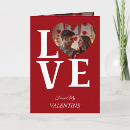 Modern Red Valentine’s Day Photo Card Kort