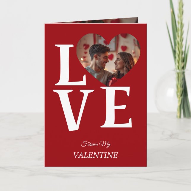 Modern Red Valentine’s Day Photo Card Kort (Framsida)