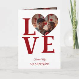 Modern Red Valentine’s Day Photo Card Kort