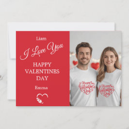 Modern Red Valentine’s Day Photo Card Tack Kort