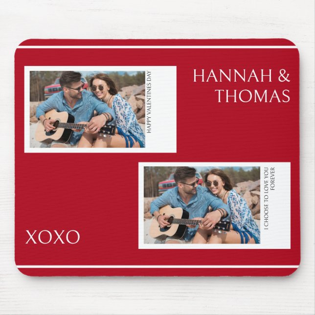 Modern Red Valentines day Anpassningsbar Photo Musmatta (Framsidan)