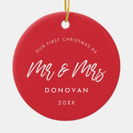 Modern Red Vår första jul-foto i Bröllop Julgransprydnad Keramik