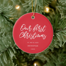 Modern Red Vår första jul, gift Julgransprydnad Keramik