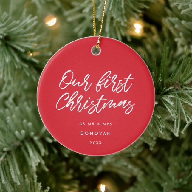 Modern Red Vår första jul, gift Julgransprydnad Keramik (Träd)