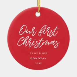 Modern Red Vår första jul, gift Julgransprydnad Keramik